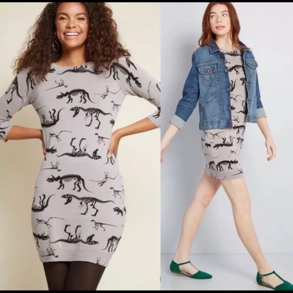 ModCloth Dinosaur Sweater Dress XS BRAND NEW